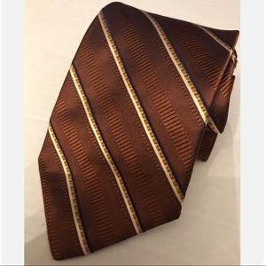 NEW Joseph Abboud Mens 100% Silk Italian Neck Tie - RUST VERTICAL STRIPES -NWOT